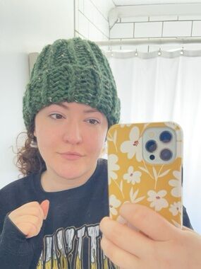 Handmade Chunky Crochet Beanie - Forest Green